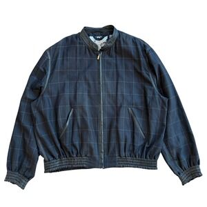 Brioni by Courtoue San Francisco Mens Plaid Leather‎ Collar Bomber Jacket 58